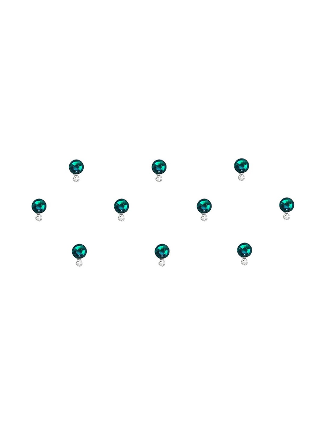 

Comet Busters Set of 10 Stone-Studded Designer Bindis - Sea Green