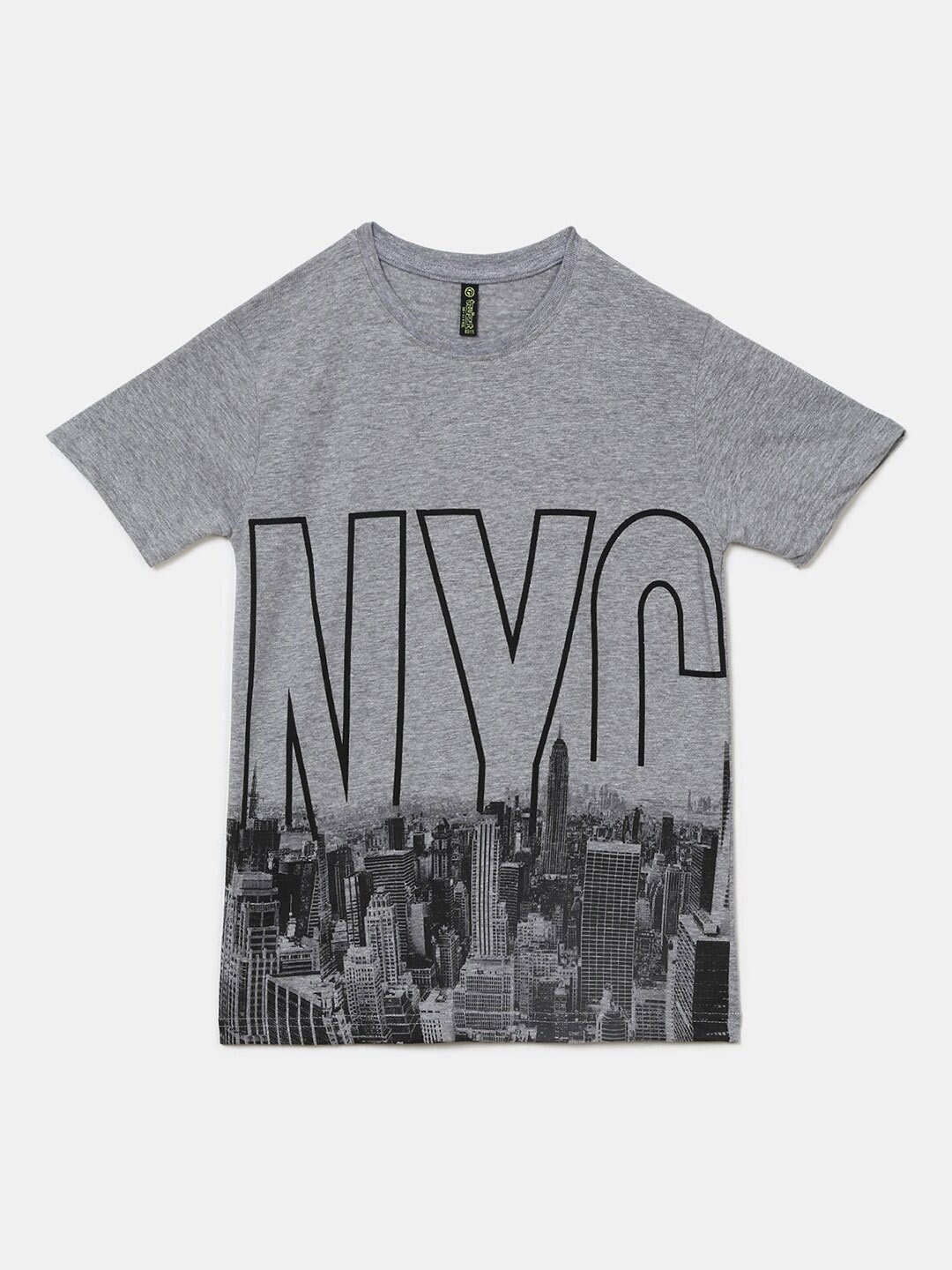 

V-Mart Boys Grey Printed Raw Edge T-shirt