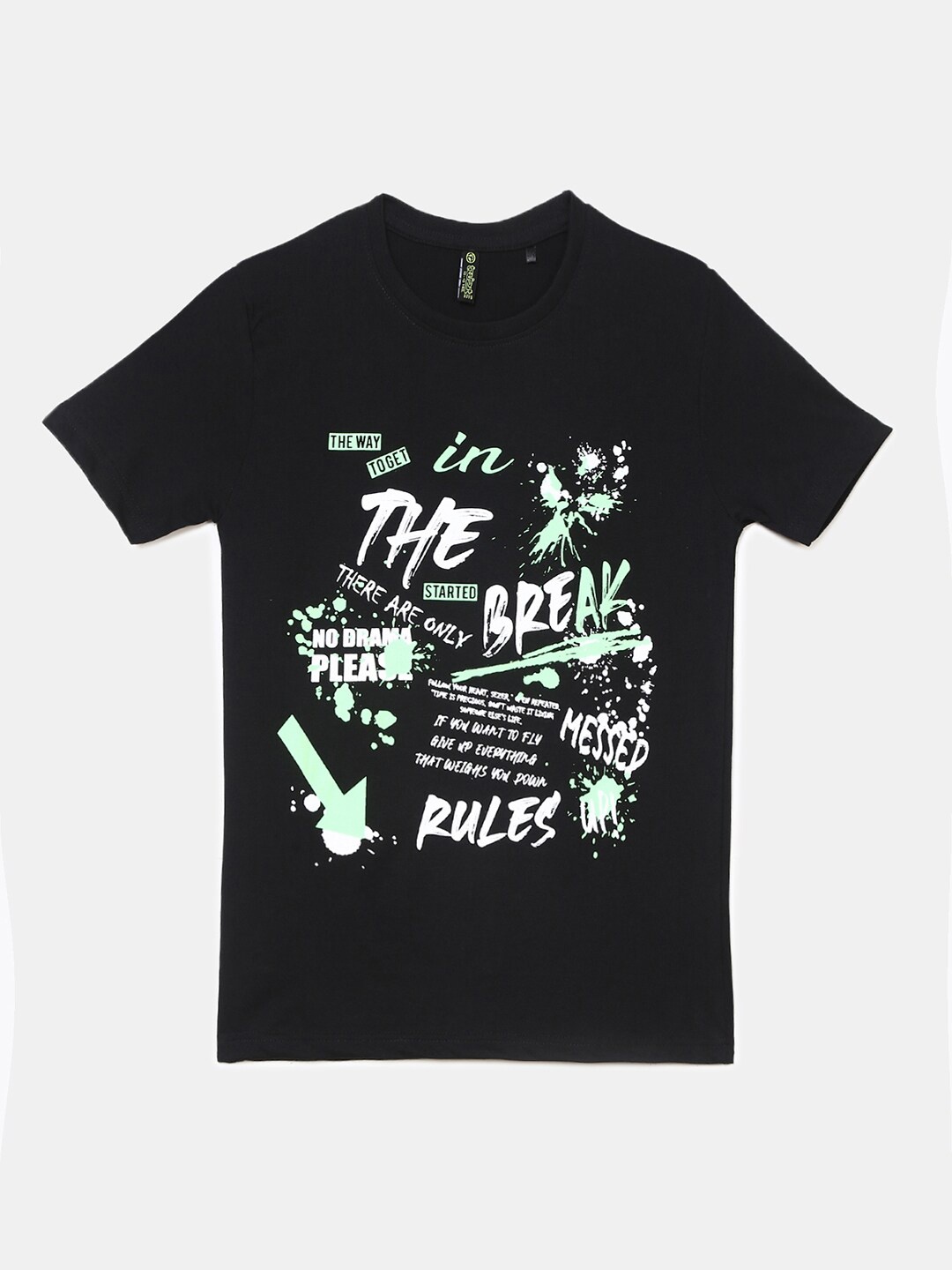 

V-Mart Boys Black Typography Printed T-shirt