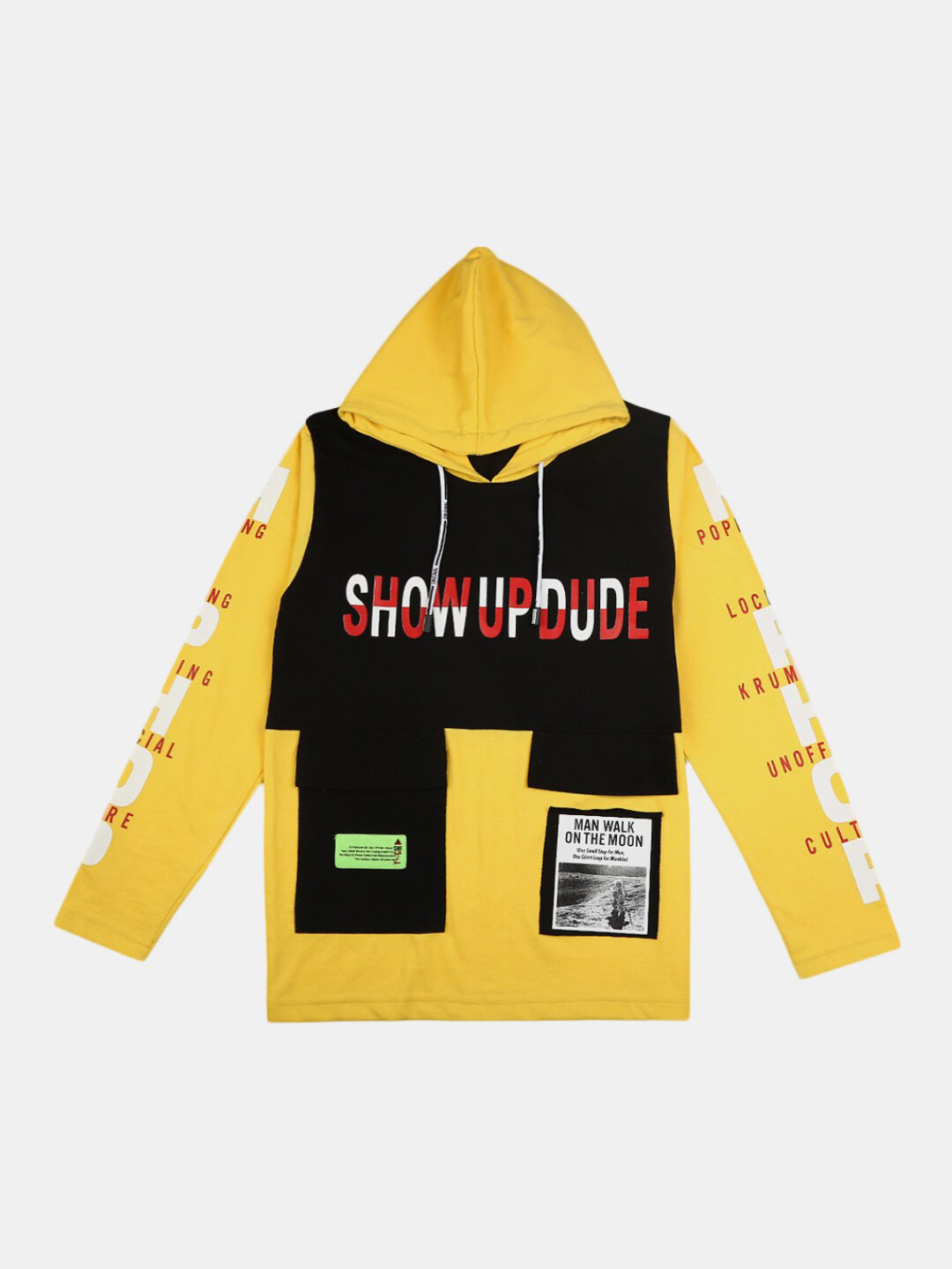 

V-Mart Boys Black & Yellow Typography Printed T-shirt