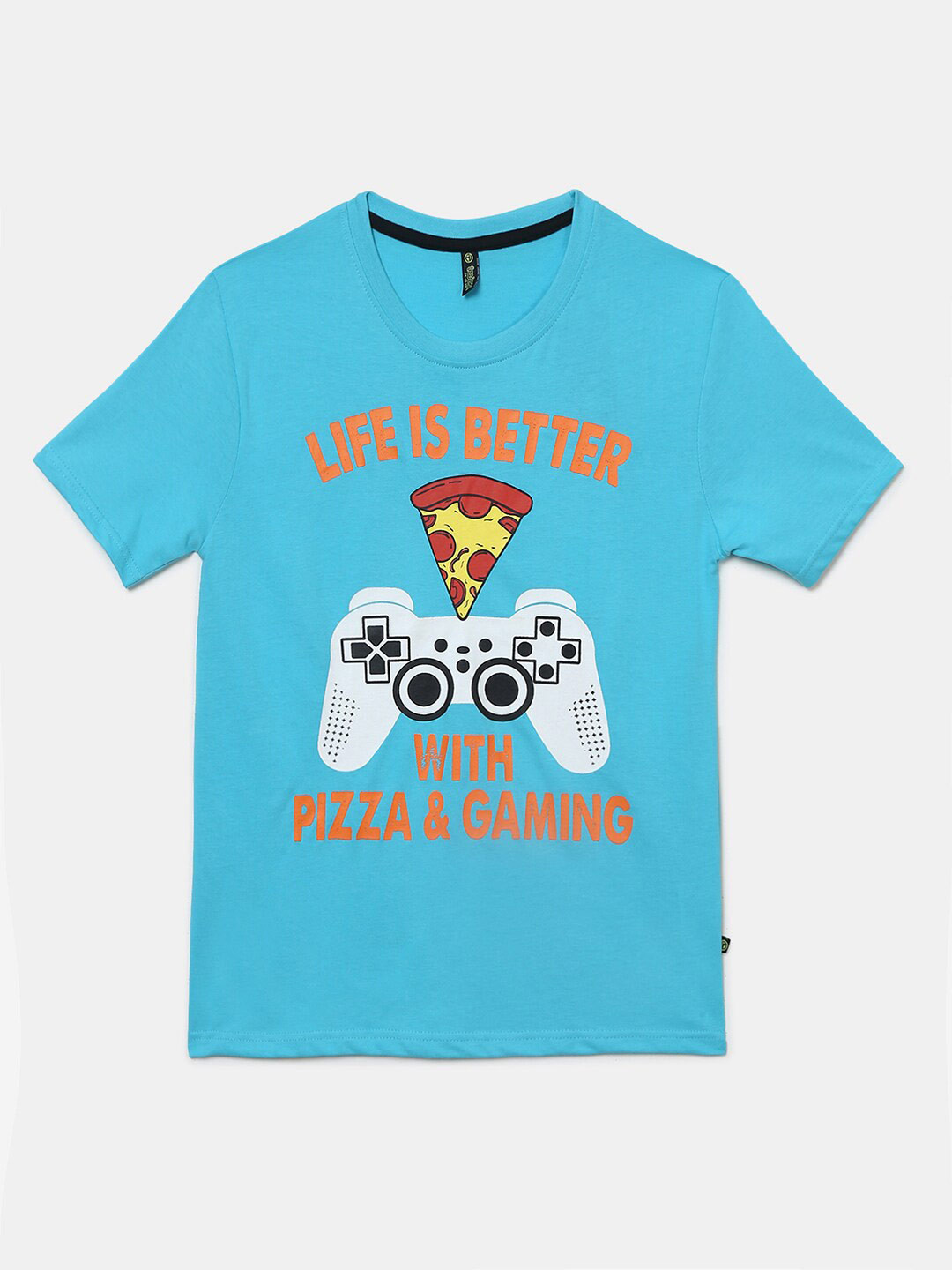 

V-Mart Boys Blue Printed Applique T-shirt
