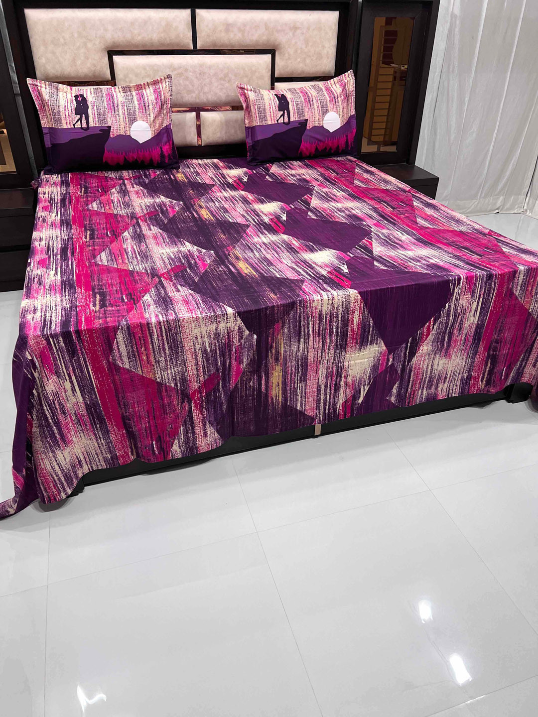 

Pure Decor Purple King Size Pure Cotton Bedsheet with 2 Pillow Covers 380tc