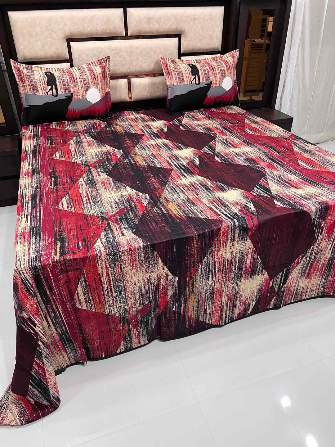 

Pure Decor Maroon King Size Pure Cotton Bedsheet with 2 Pillow Covers 380tc