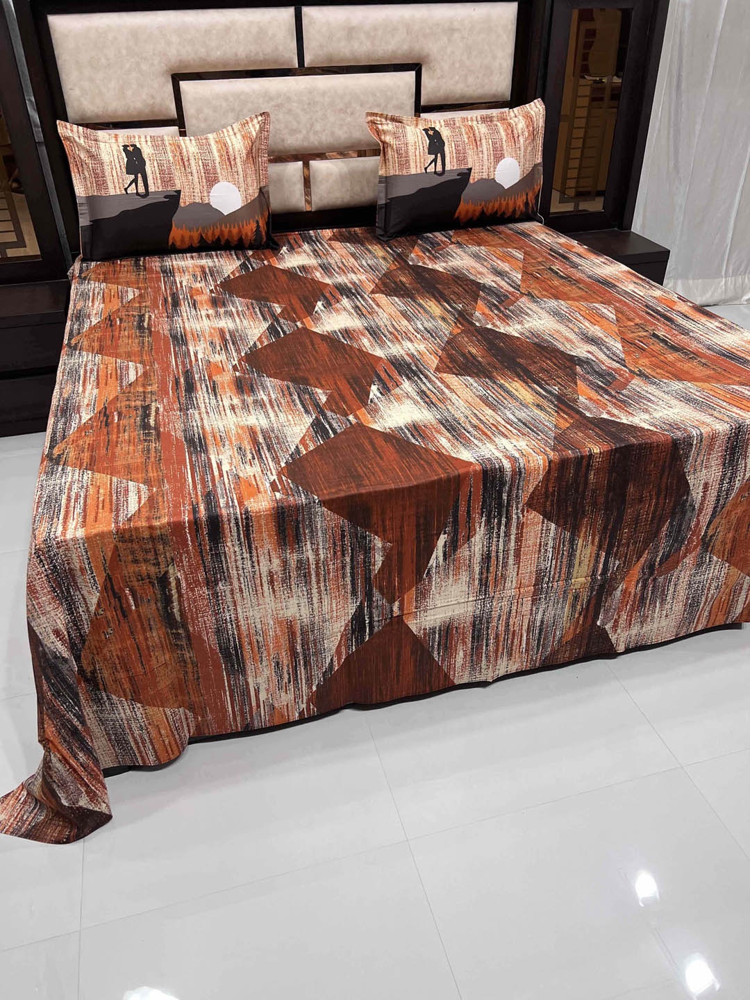 

Pure Decor BrownKing Size Pure Cotton Bedsheet with 2 Pillow Covers 380tc, Brown