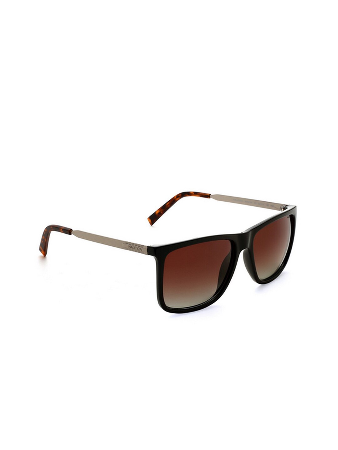 

Nautica Men Brown Lens & Black Square Sunglasses with Polarised and UV Protected Lens