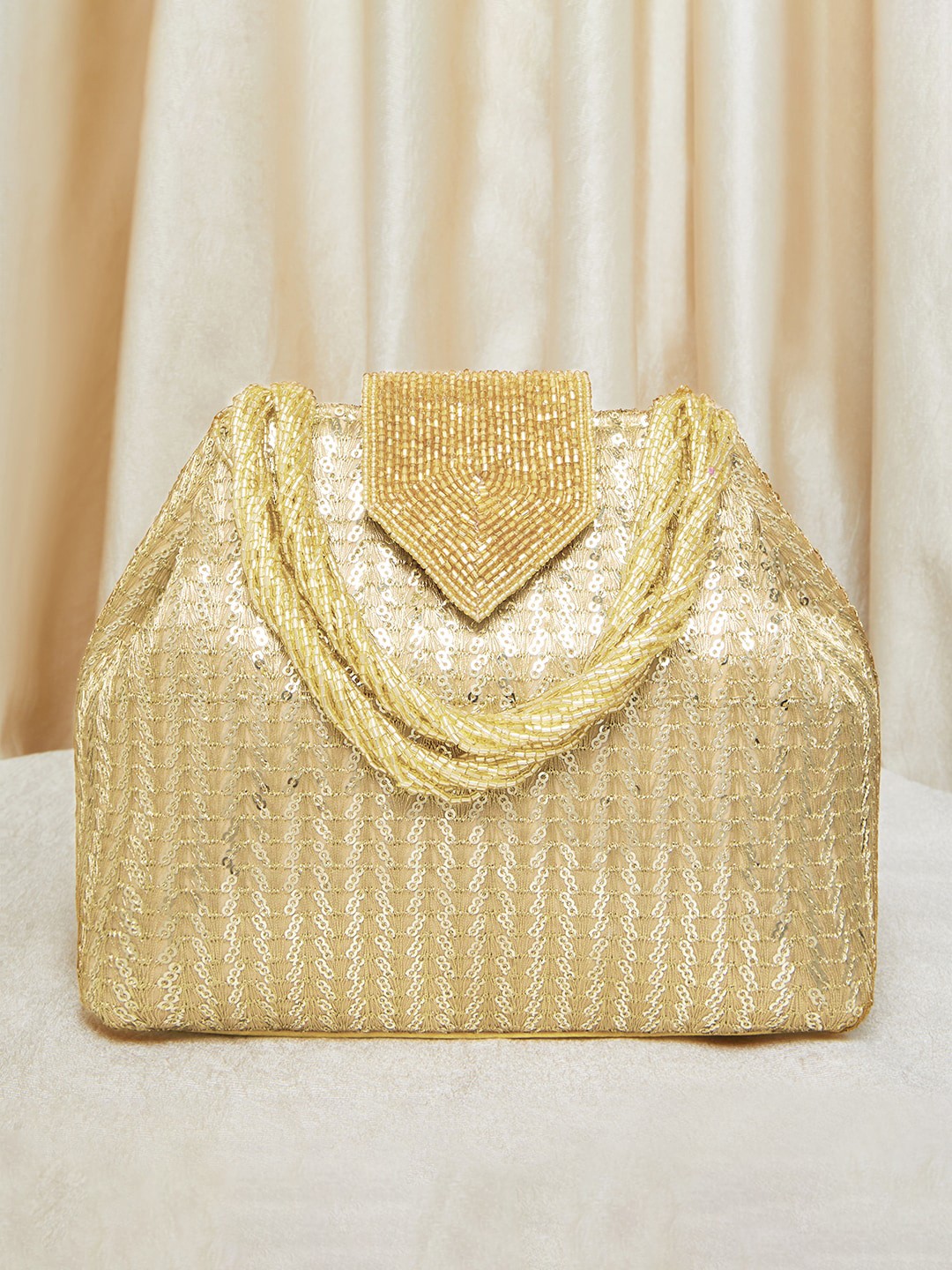 

Peora Gold-Toned Embellished Potli Clutch