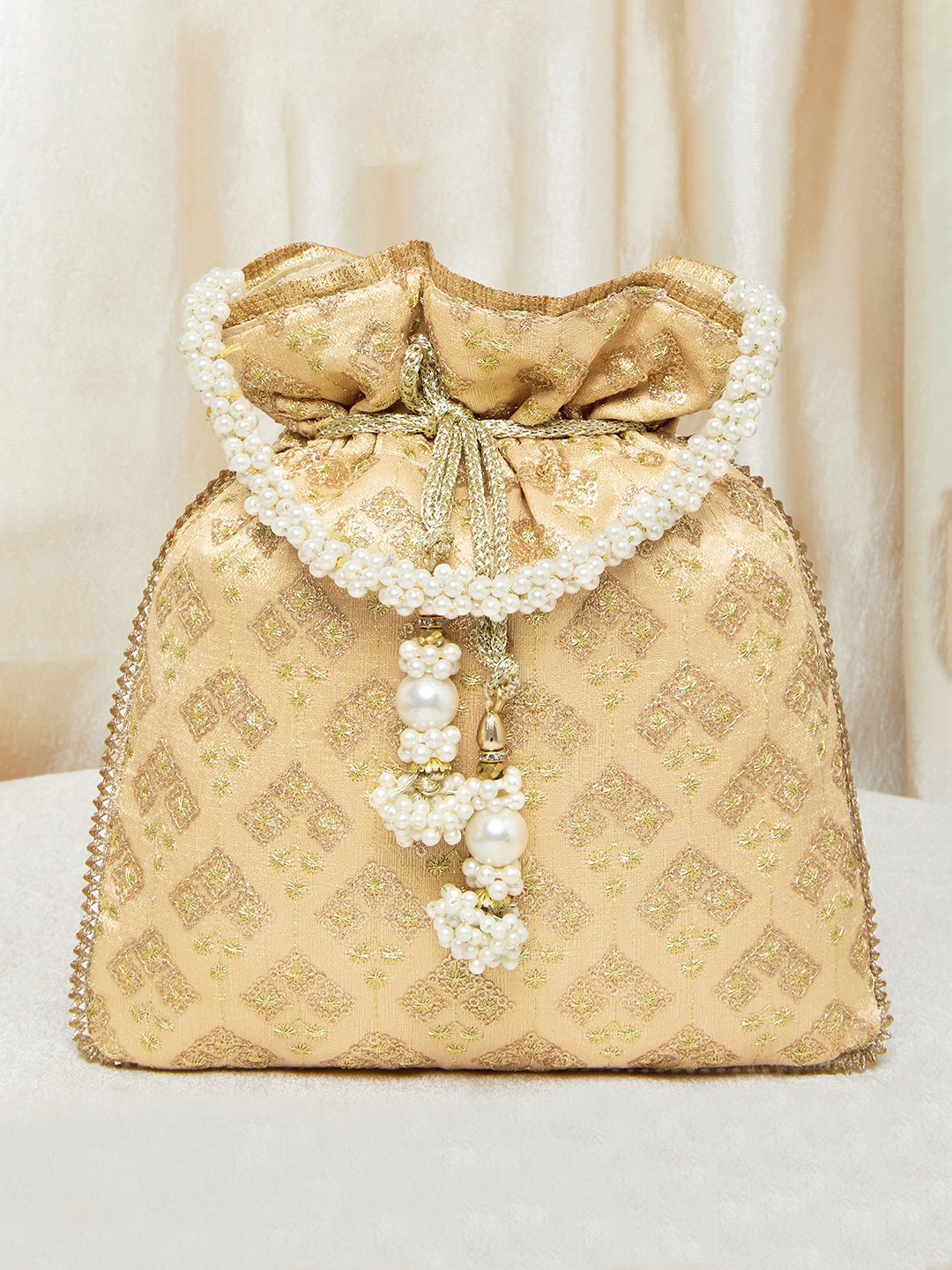 

Peora Cream-Coloured Embroidered Potli Clutch