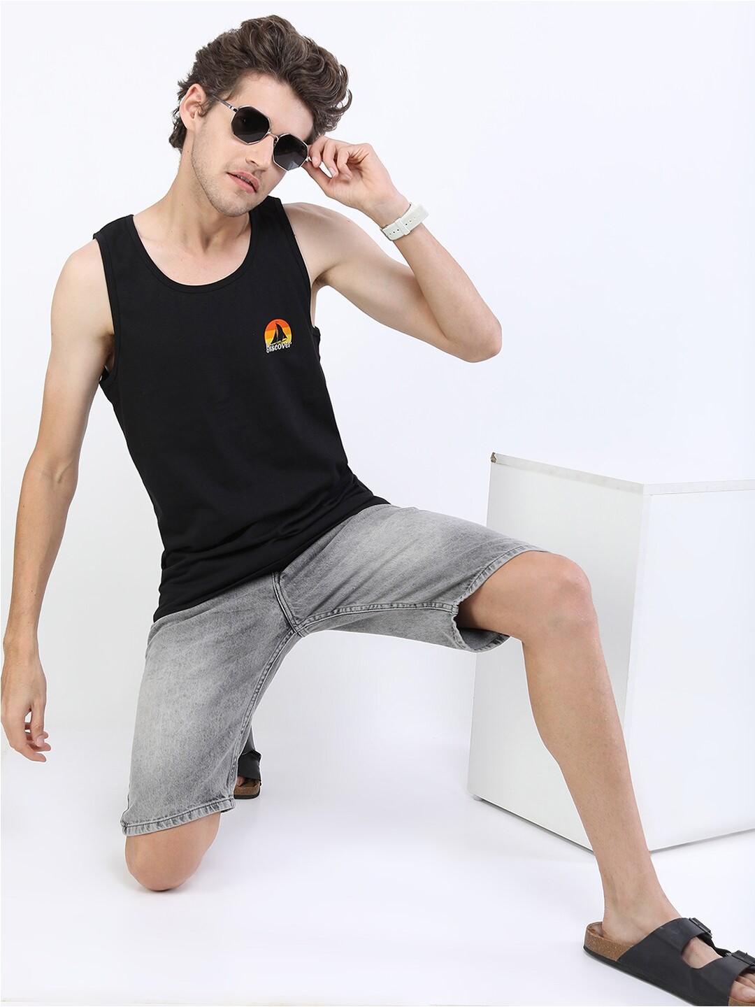

HIGHLANDER Men Black Printed Slim Fit Cotton T-shirt
