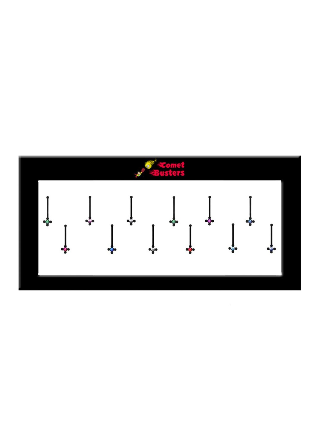 

Comet Busters Set of 12 Stone-Studded Designer Bindis - Multicoloured, Black