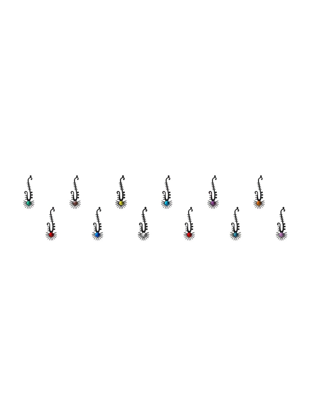 

Comet Busters Set of 12 Stone-Studded Designer Bindis - Multicoloured, Multi