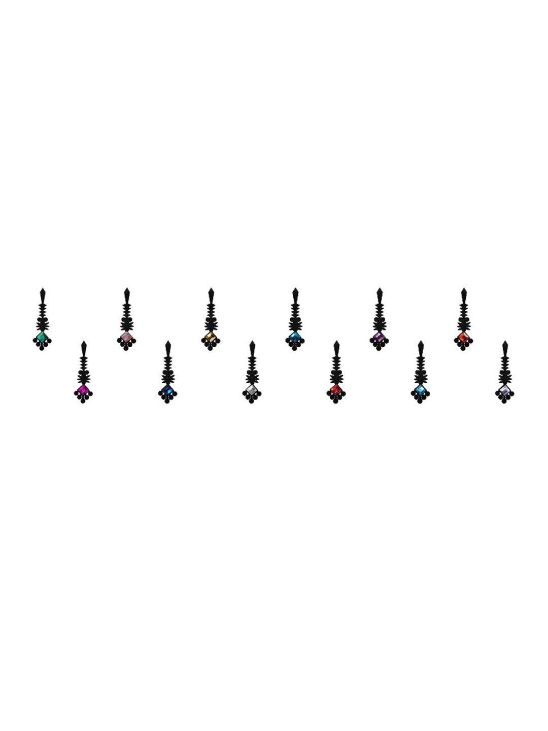 

Comet Busters Set of 12 Stone-Studded Designer Bindis - Black