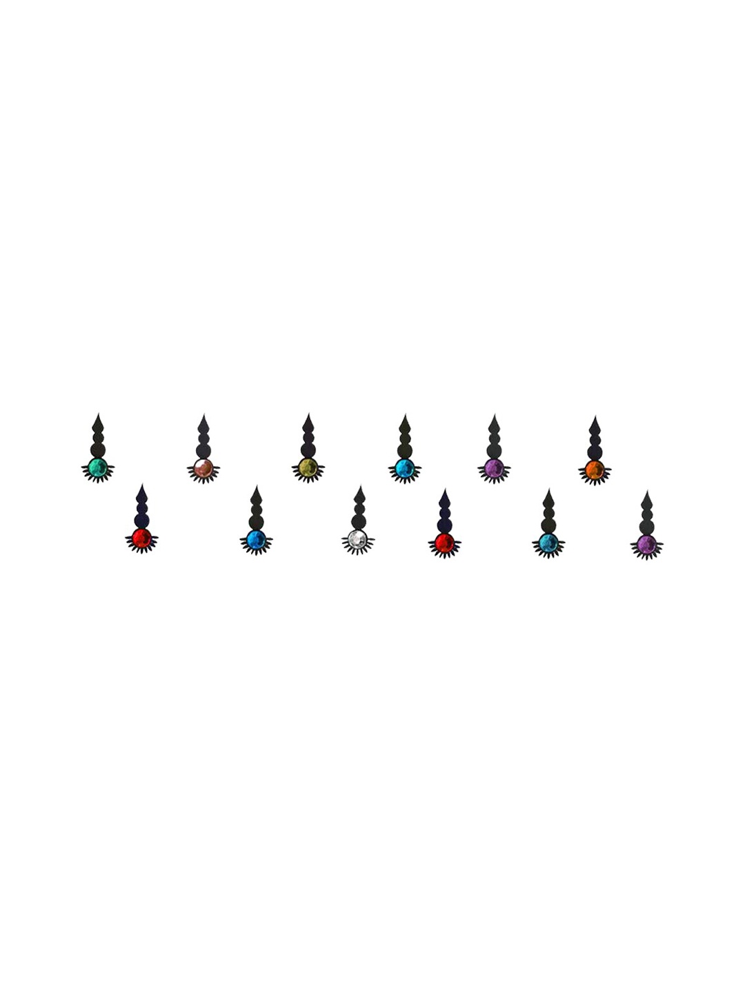 

Comet Busters Set of 12 Stone-Studded Designer Bindis - Multicoloured, Multi