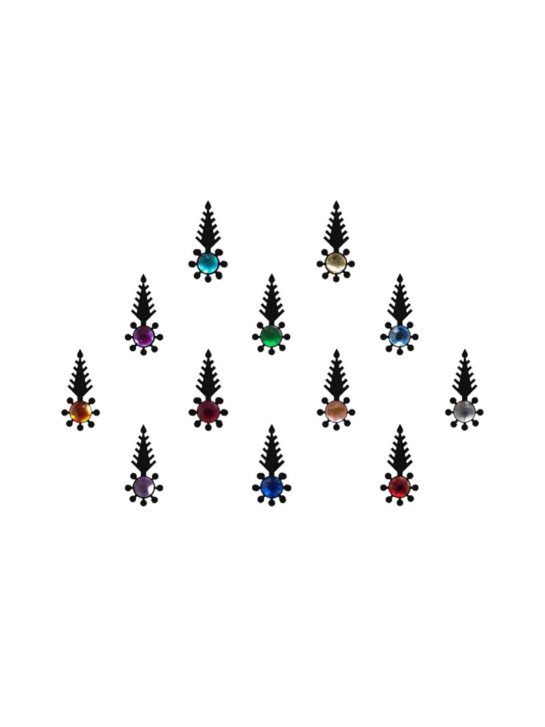

Comet Busters Set of 12 Stone-Studded Designer Bindis - Multicoloured, Multi