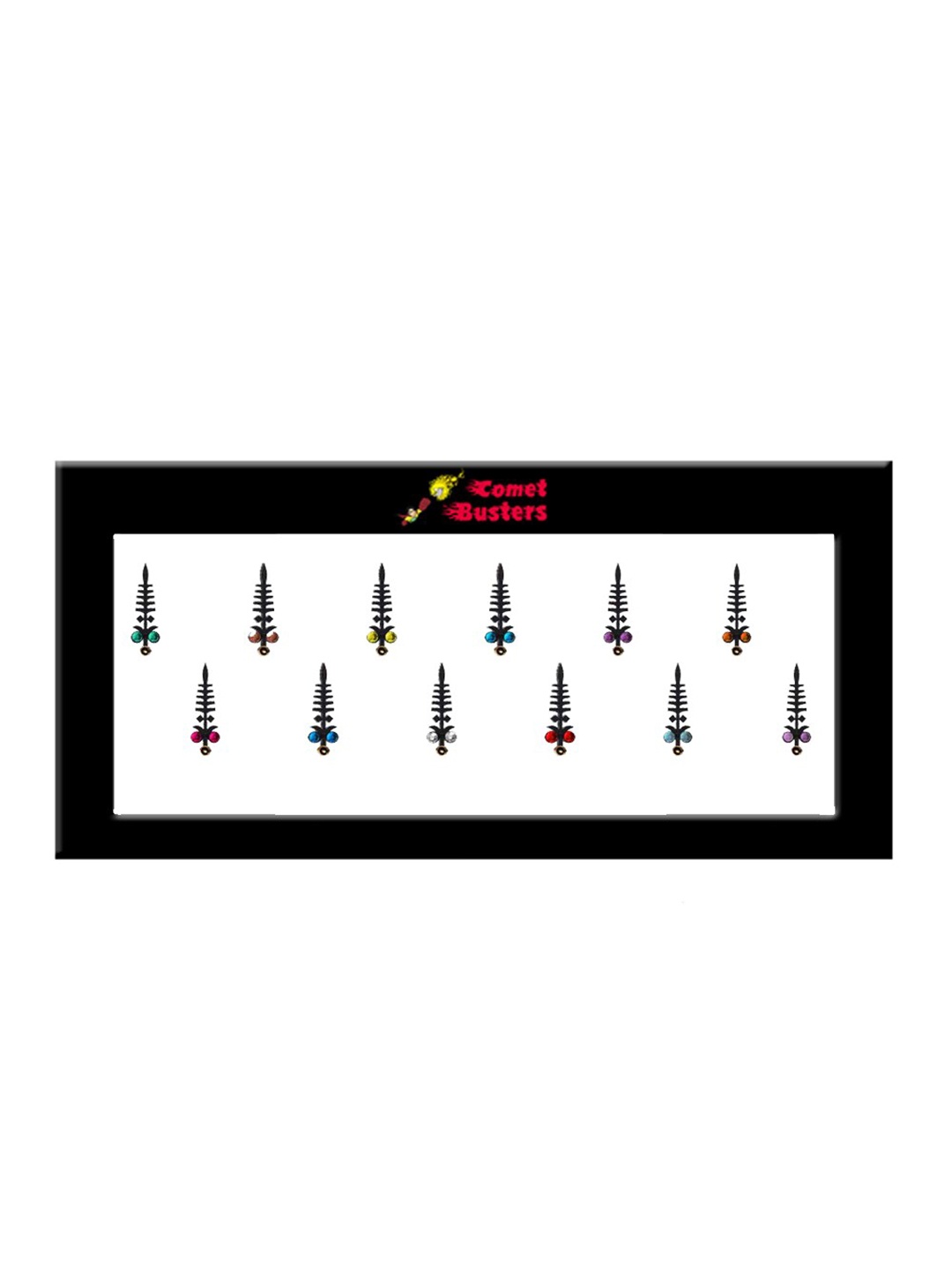 

Comet Busters Set of 12 Stone-Studded Designer Bindis - Multicoloured, Multi