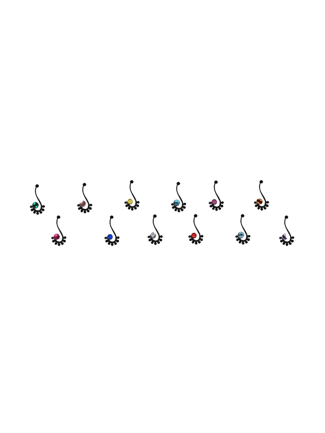 

Comet Busters Set of 12 Stone-Studded Designer Bindis - Multicoloured, Multi