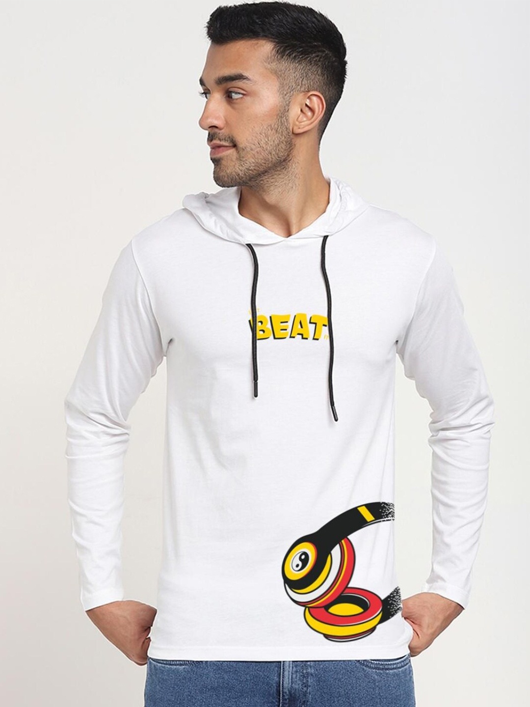 

Bewakoof Men White Printed Loose T-shirt