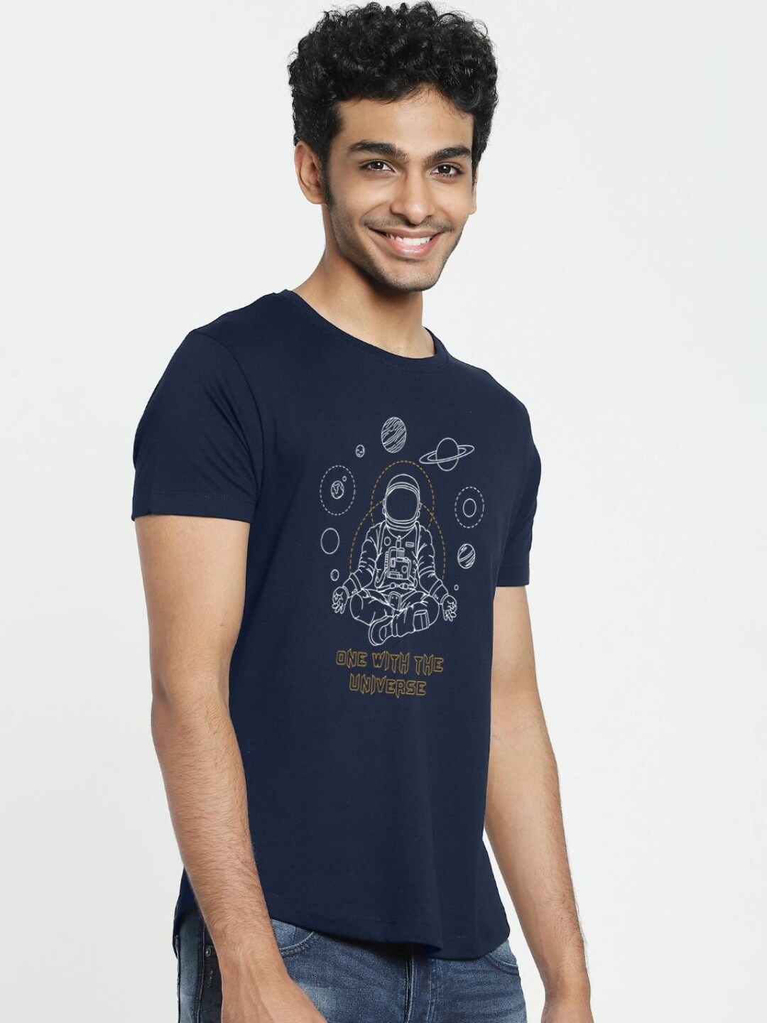 

Bewakoof Men Blue Printed T-shirt