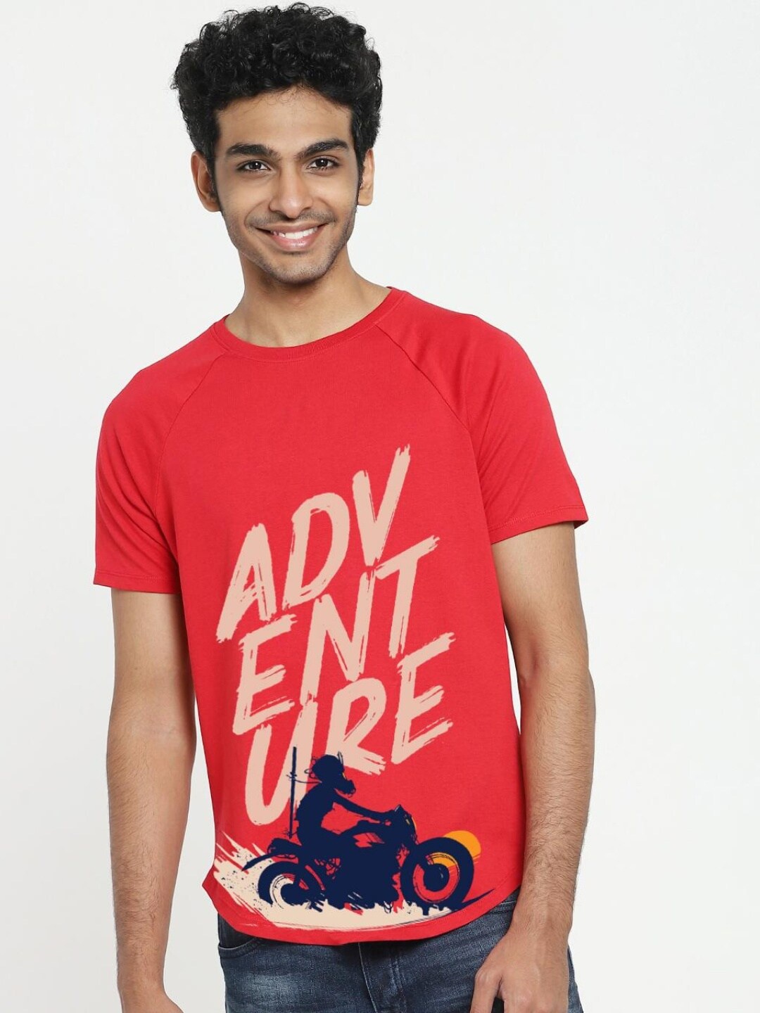 

Bewakoof Men Red Biker Printed T-shirt