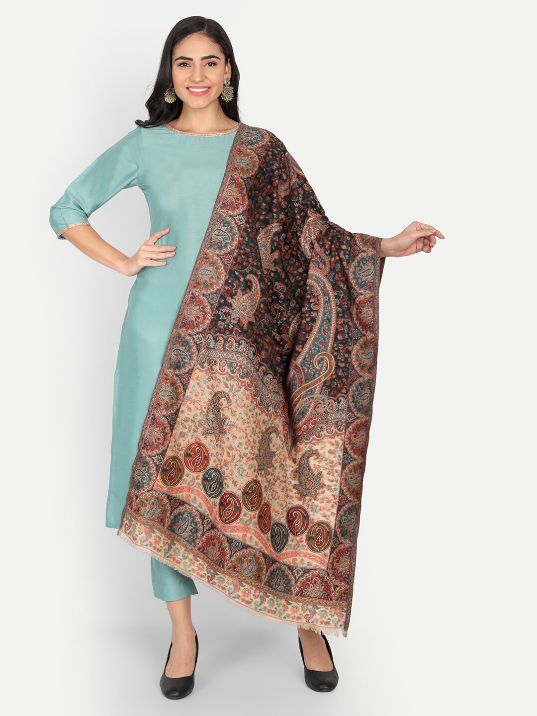 

Zamour Women Black & Brown Woven Design Stole