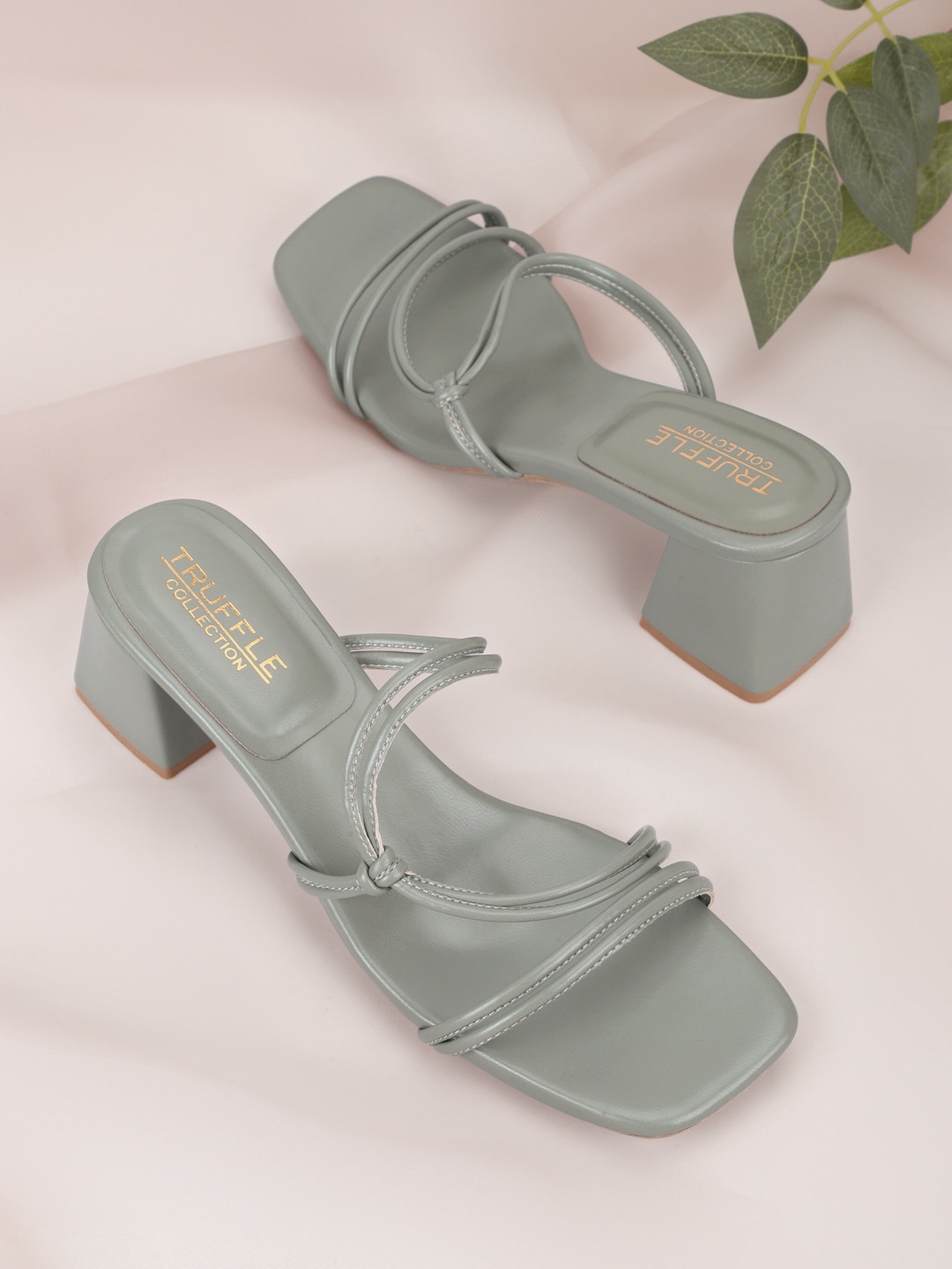 

Truffle Collection Women Green PU Block Heels