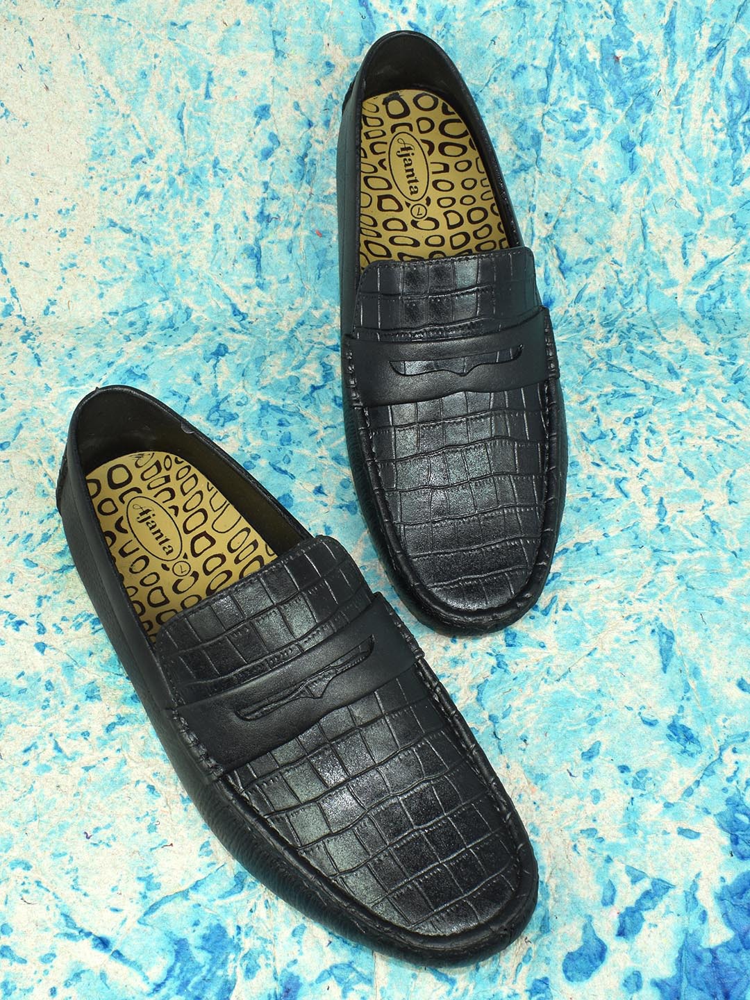 

Ajanta Men Black Textured Waterproof Driving Shoes