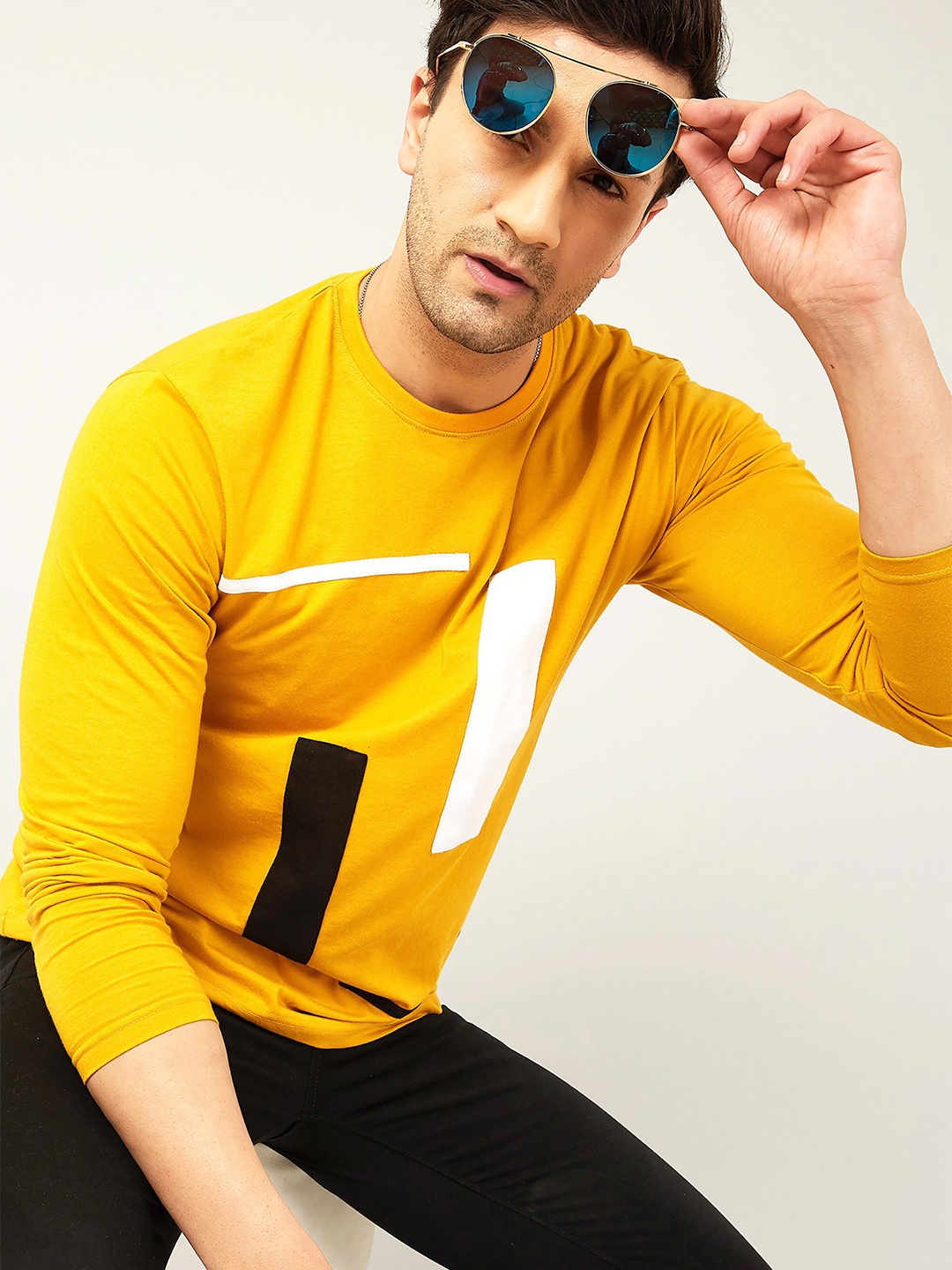 

AUSK Men Mustard Yellow CottonT-shirt
