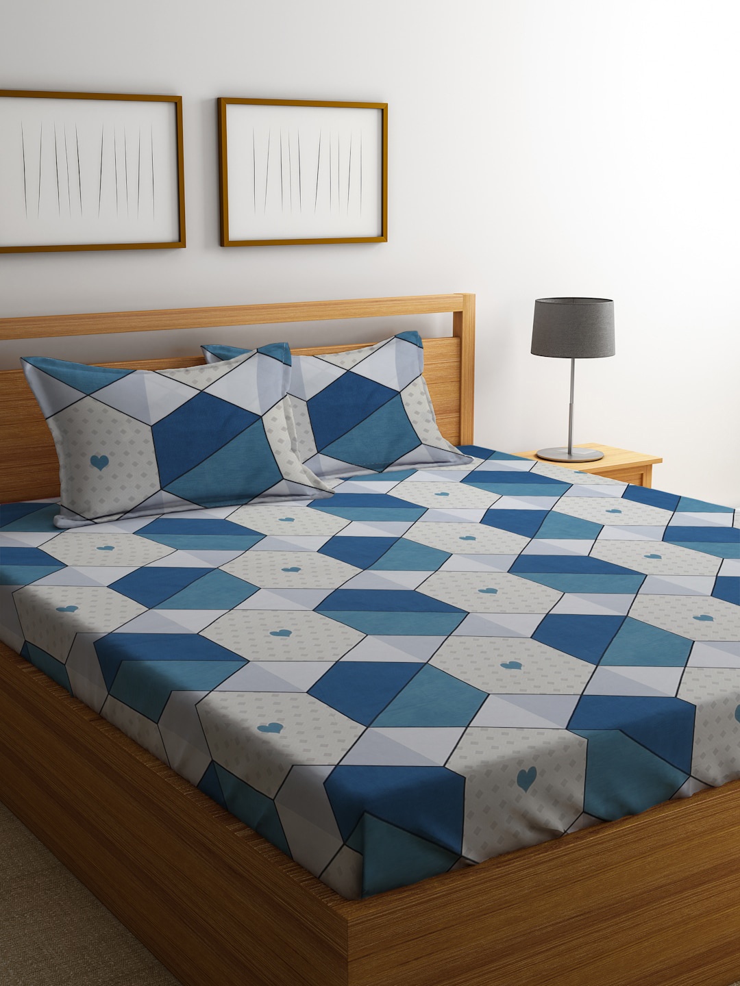 

SOKNACK 300 TC QUEEN SIZE DOUBLE PRINED BED SHEET WITH 2 PILLOW COVER, White