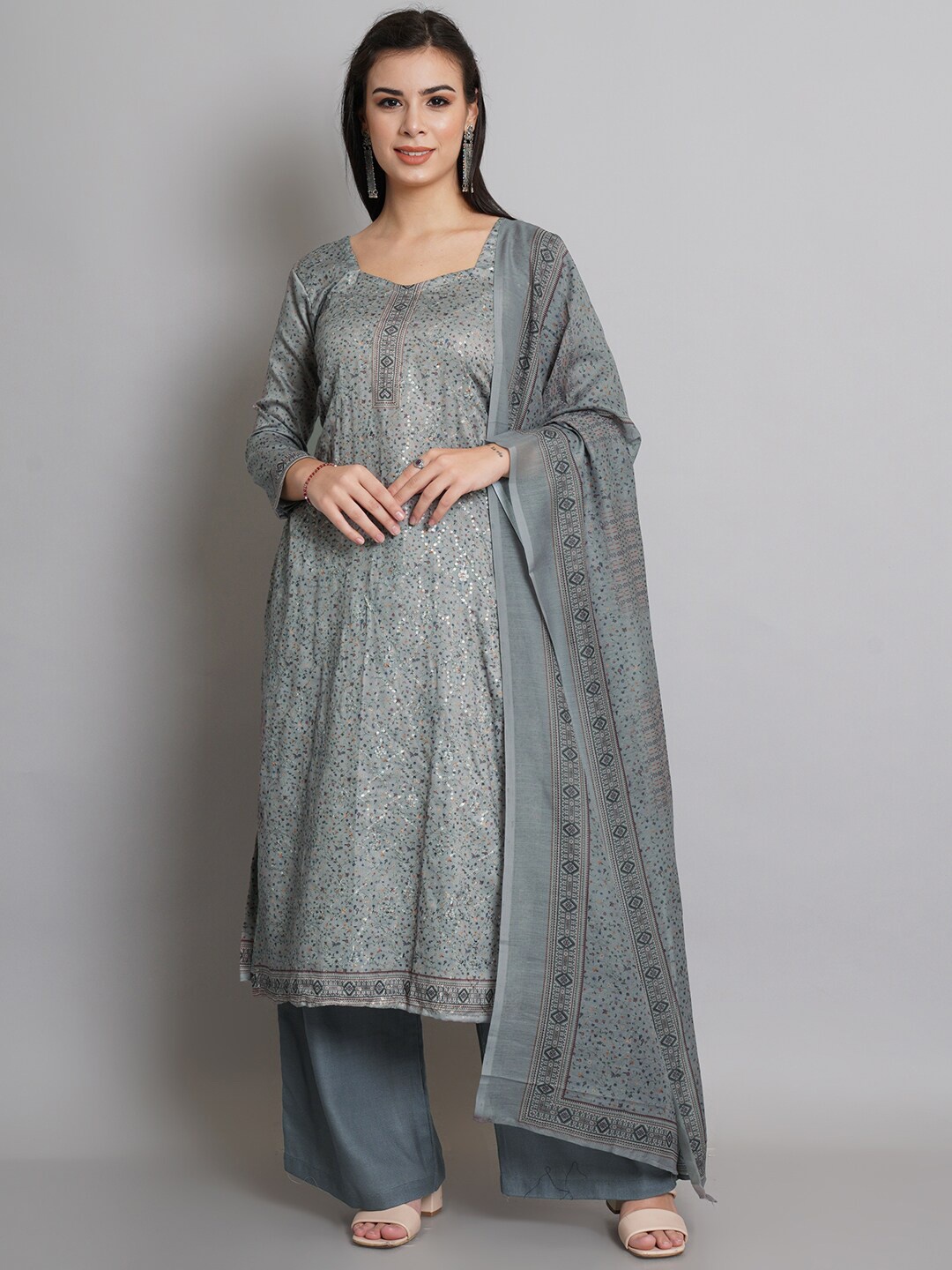 

Stylee LIFESTYLE Olive Green Printed Unstitched Dress Material