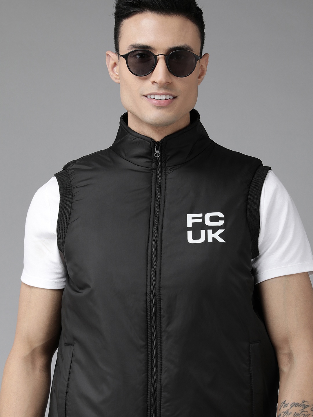 

French Connection Men Black Solid Bomber Jacket