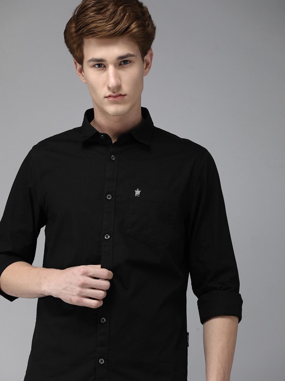 

French Connection Men Black Rooney Pure Cotton Casual Shirt