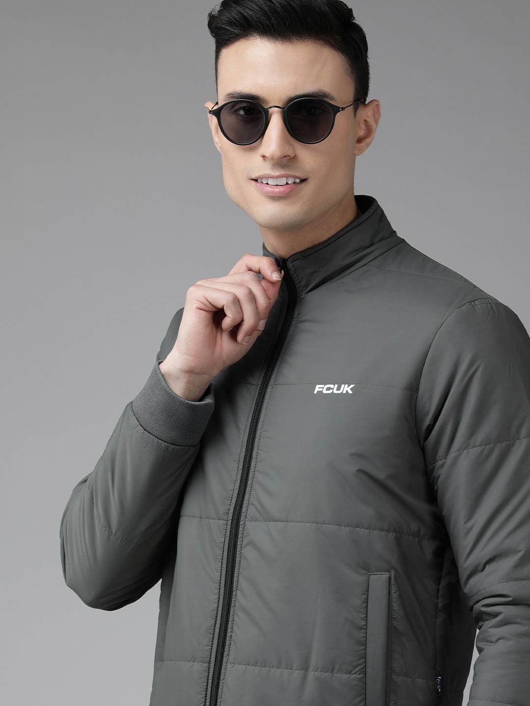 

French Connection Men Grey Bomber Jacket