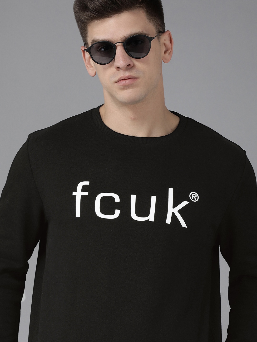 French Connection Men Black Brand Logo Printed Sweatshirt