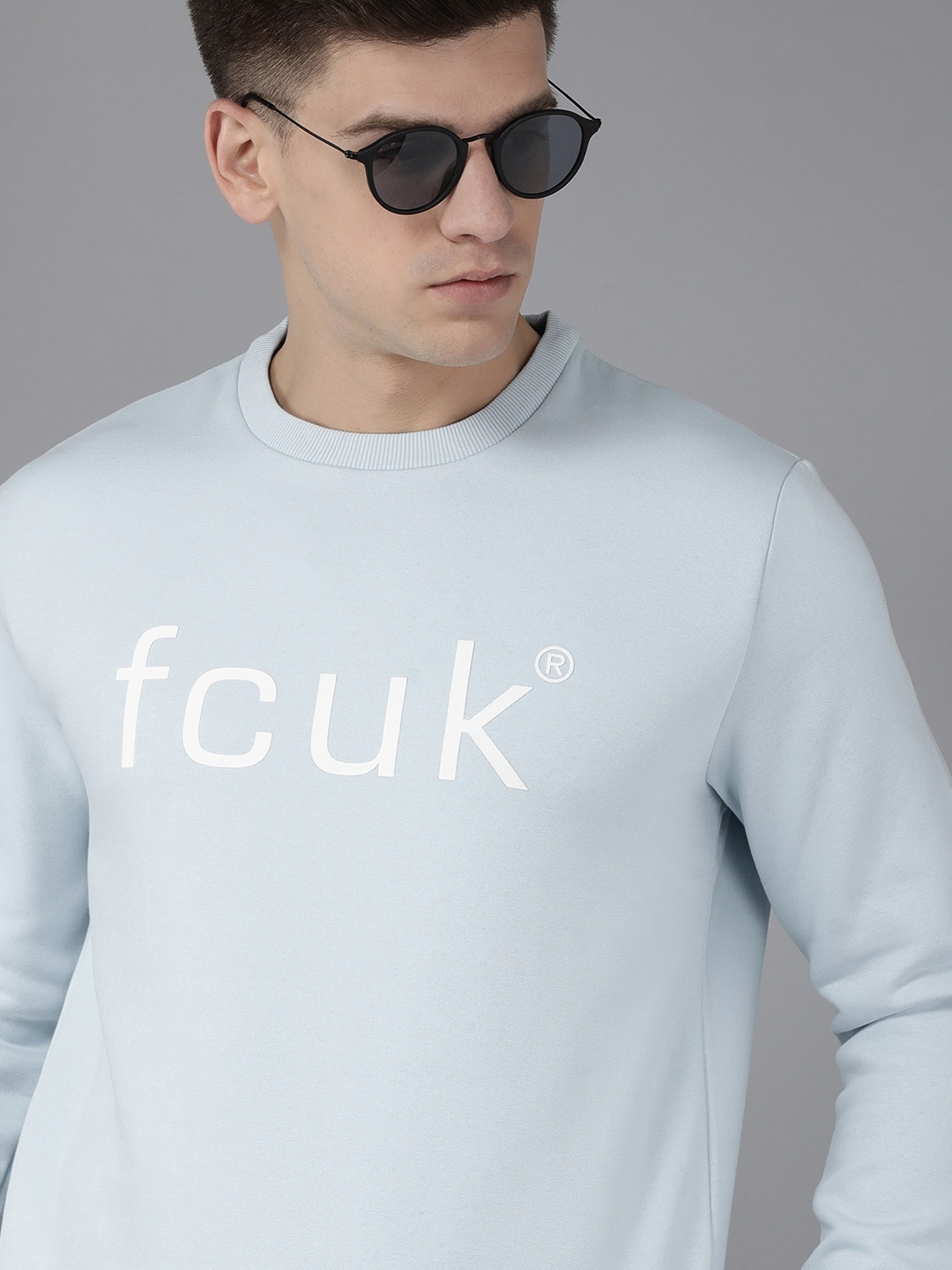 

French Connection Men Blue Brand Logo Printed Sweatshirt