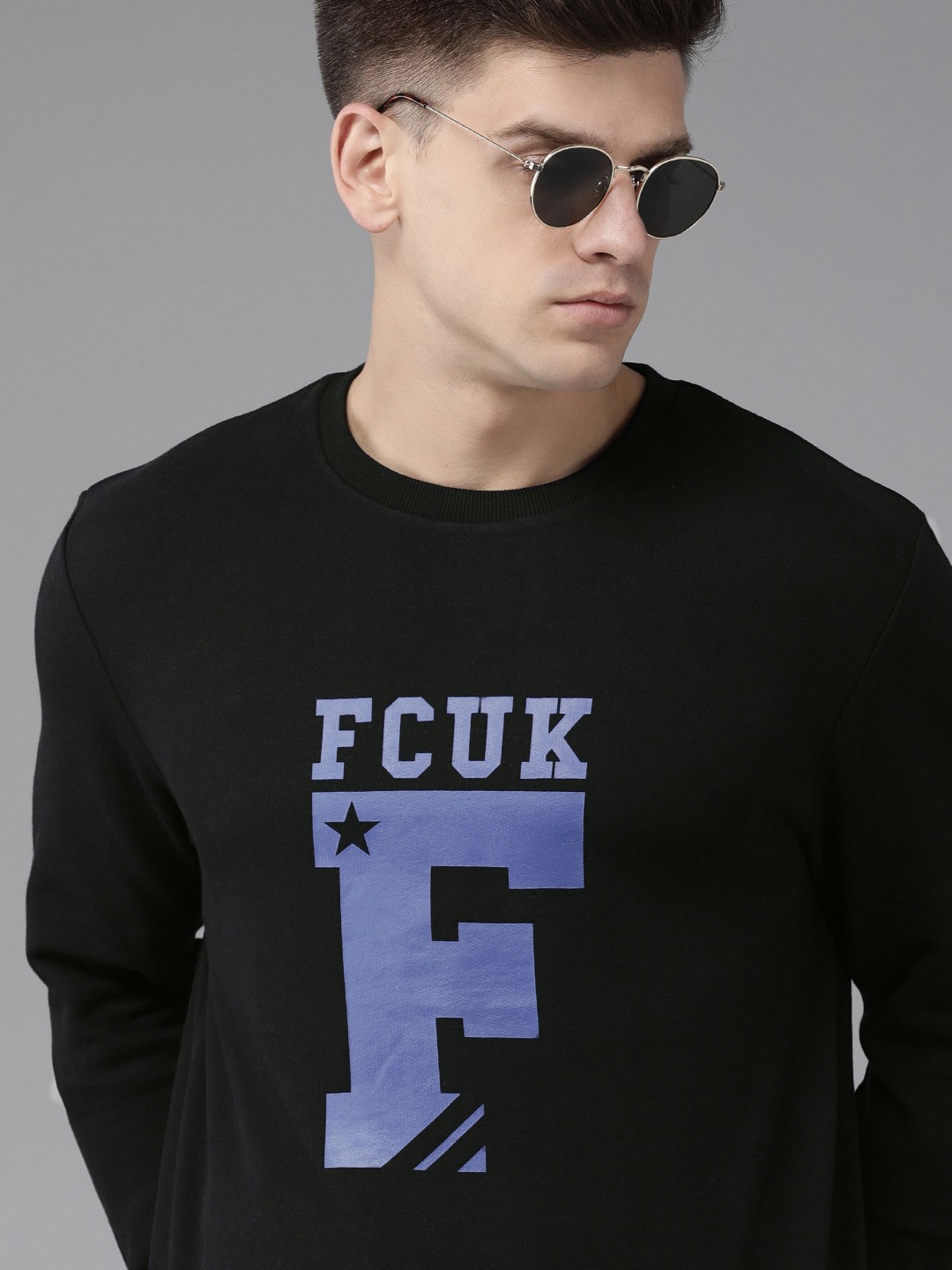 

French Connection Men Black Brand Logo Printed Sweatshirt