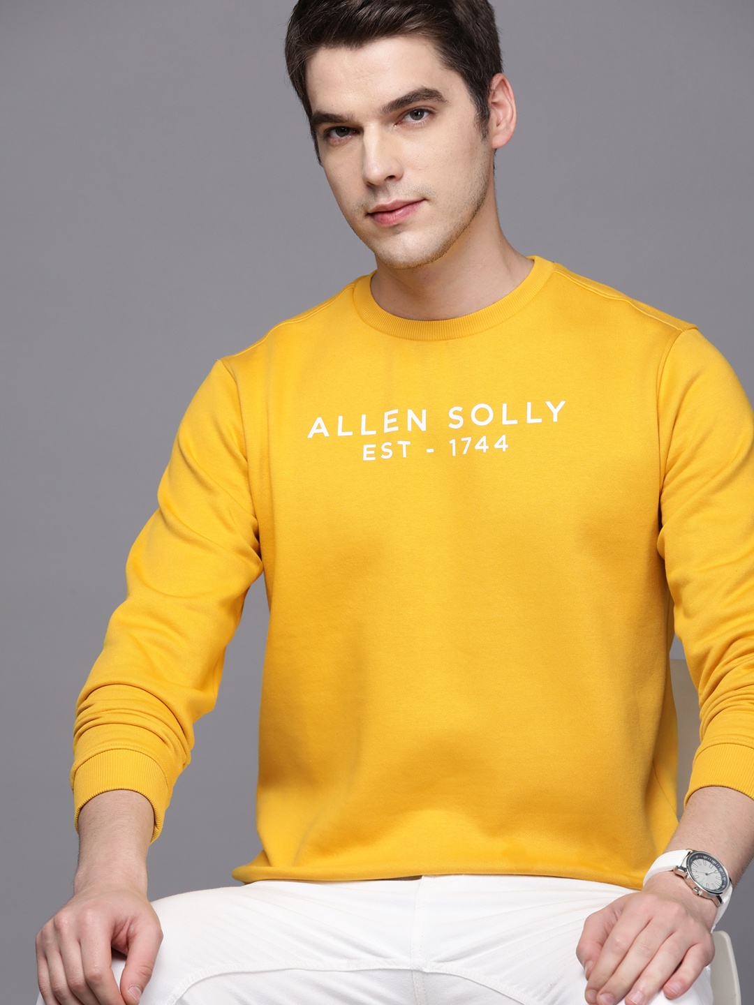 

Allen Solly Men Yellow & White Brand Logo Printed Sweatshirt