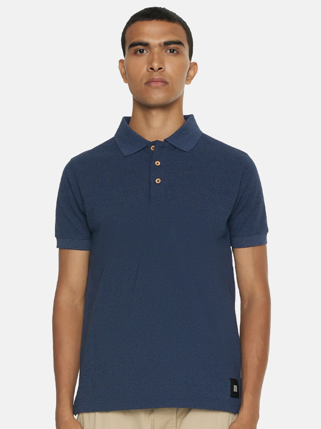 

SMUGGLERZ INC Men Navy Blue Polo Collar T-shirt