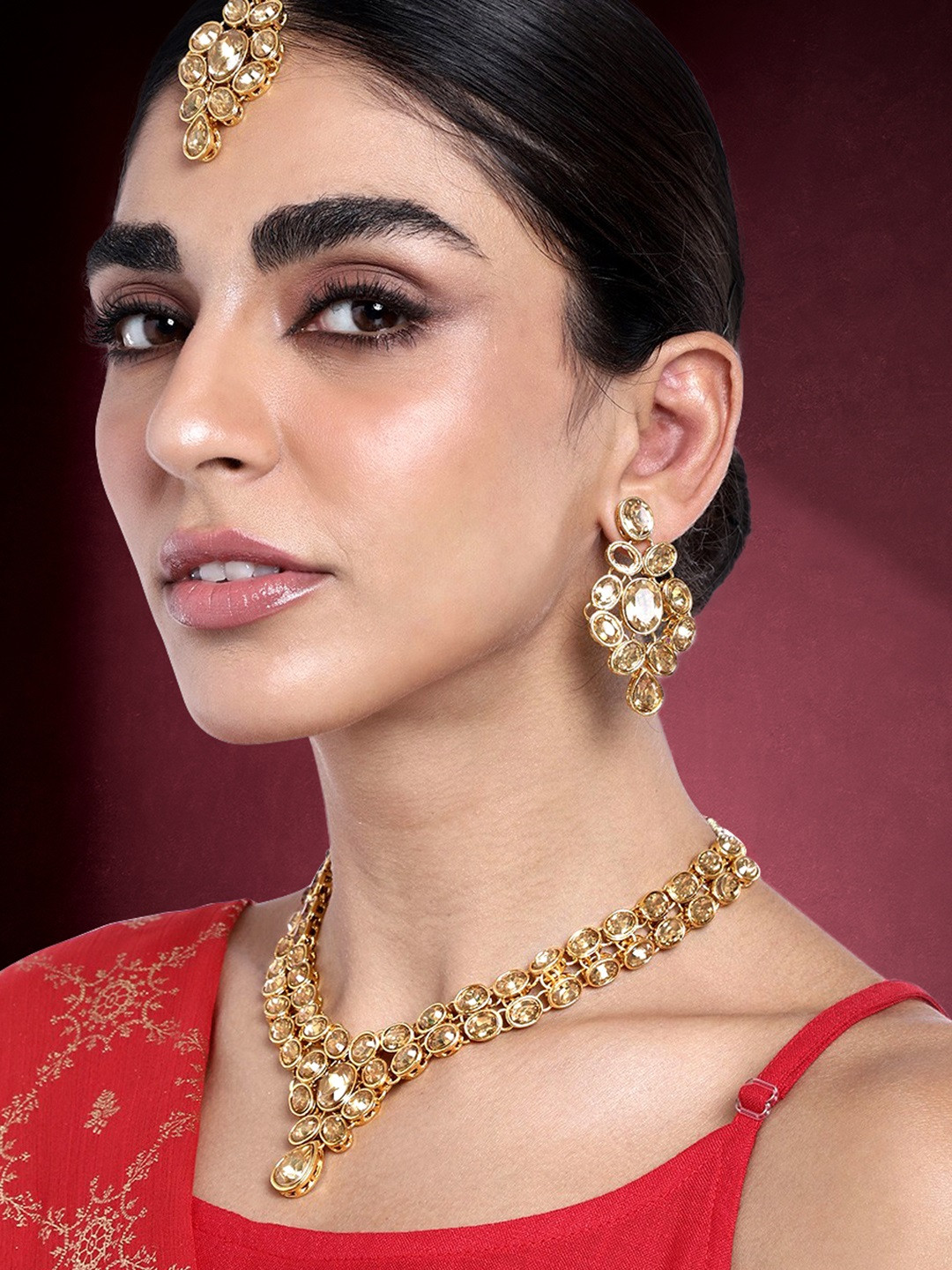 

Peora Gold-Plated & Crystal Studded Jewellery Set