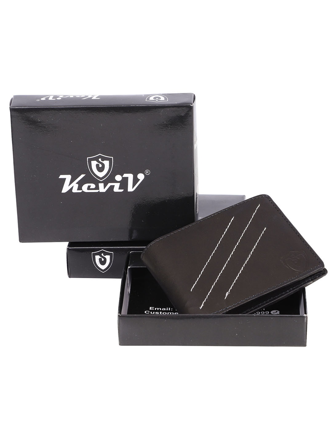 

Keviv Men Black Leather Two Fold Wallet