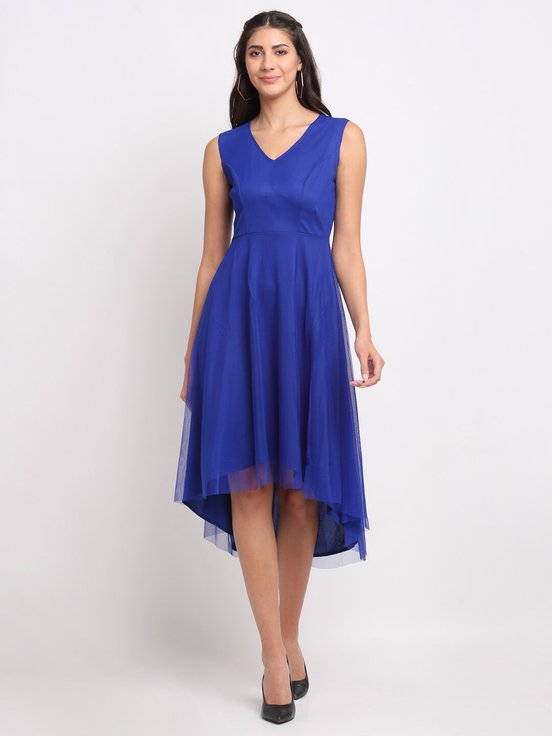 

Just Wow Women Blue Net Midi Dress