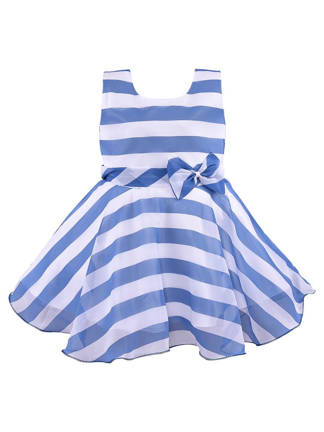 

Wish Karo Blue Striped Georgette Dress