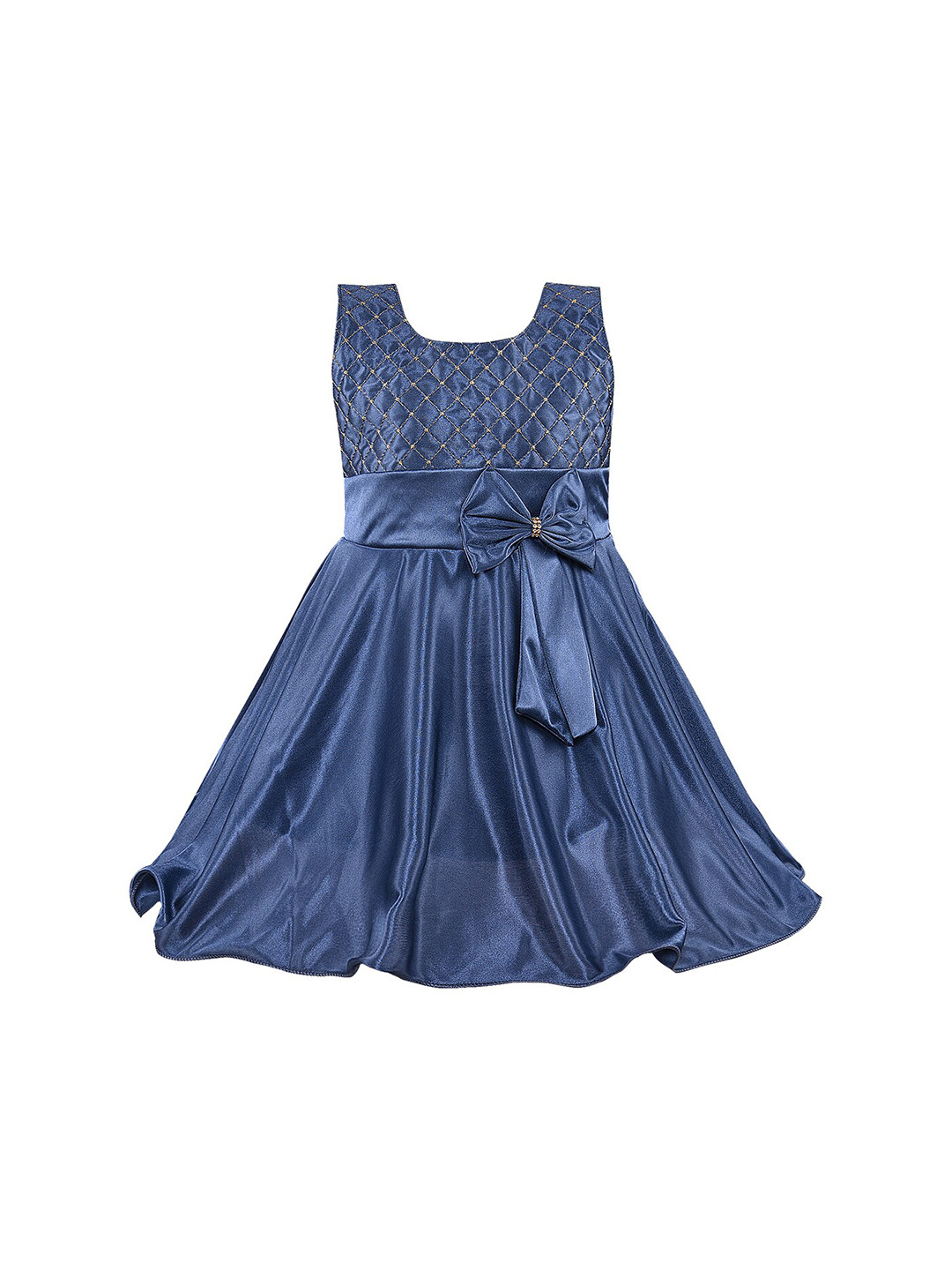 

Wish Karo Blue Satin Dress with Bow