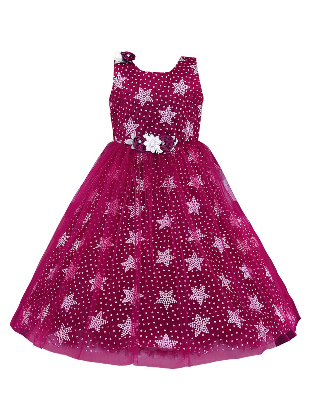 

Wish Karo Purple Net Maxi Dress with Corsage