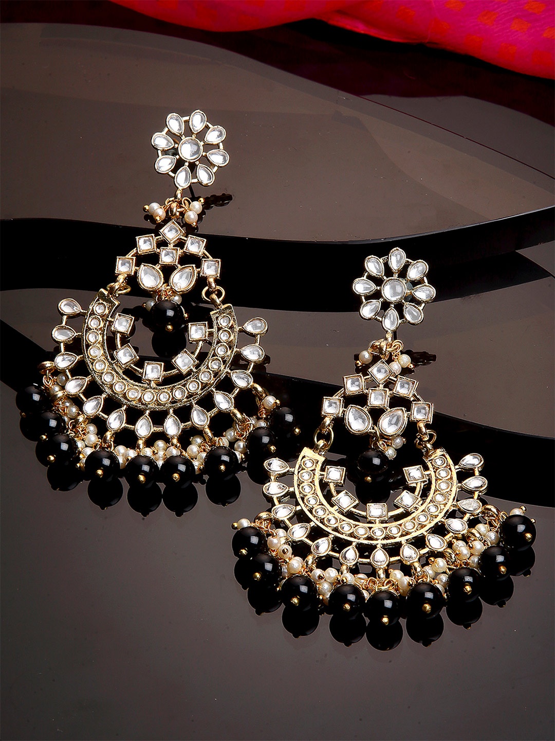 

KARATCART Black Gold Plated Classic Chandbalis Earrings