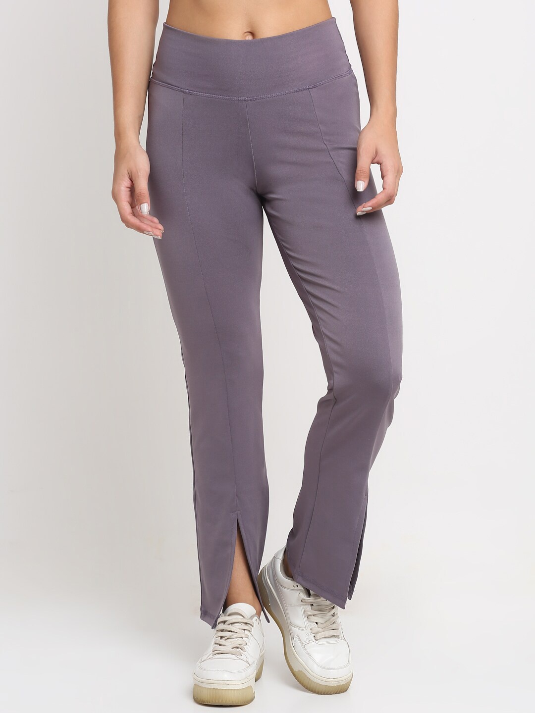 

EVERDION Women Lavender High Rise Front Slit Yoga Pant