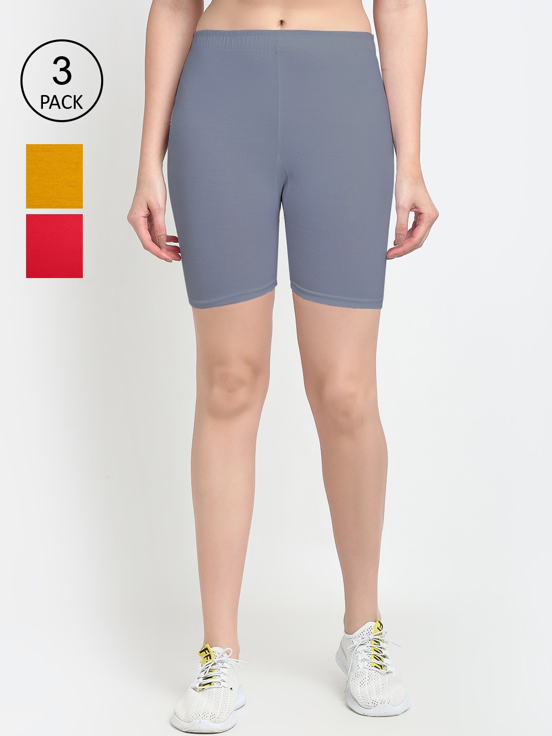 

GRACIT Women Pack Of 3 Red Cycling Sports Shorts