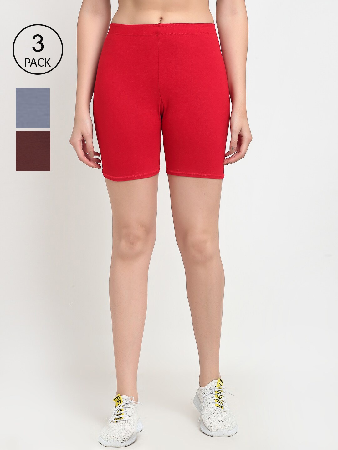 

GRACIT Women Red Cycling Sports Shorts