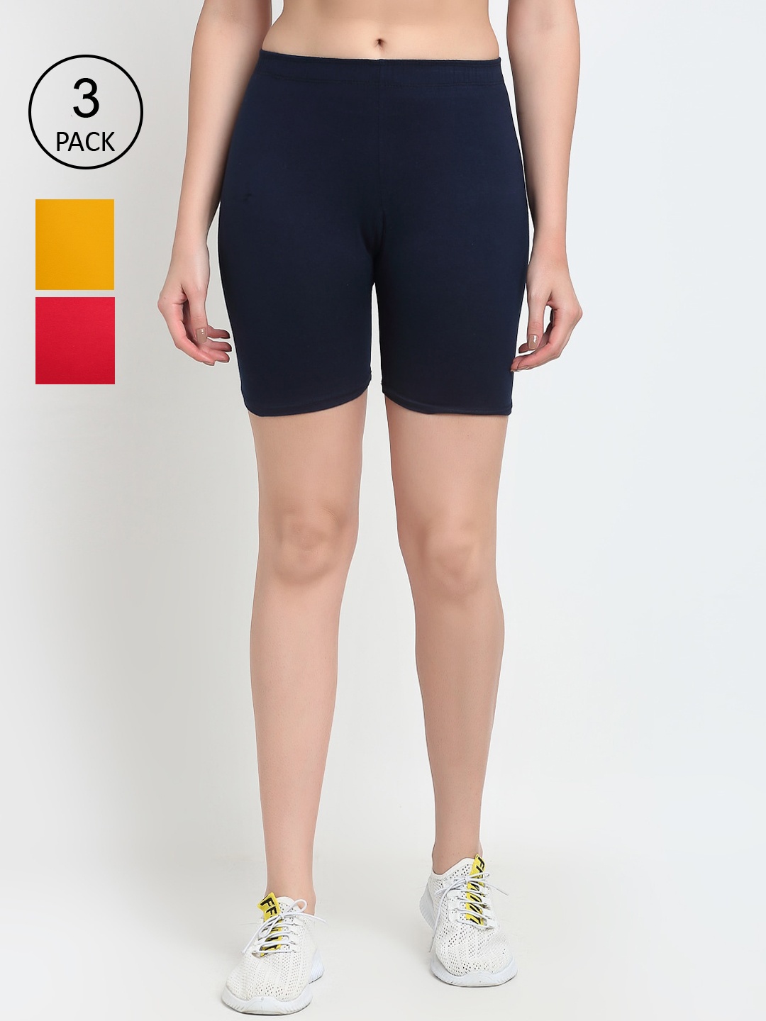 

GRACIT Pack Of 3 Women Red Cycling Sports Shorts