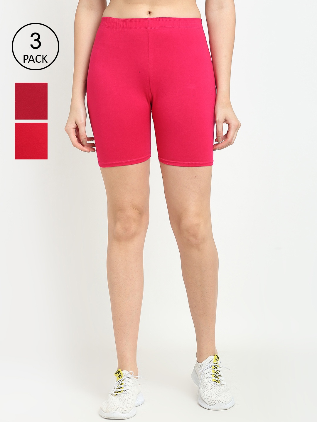 

GRACIT Pack Of 3 Women Red Cycling Sports Shorts