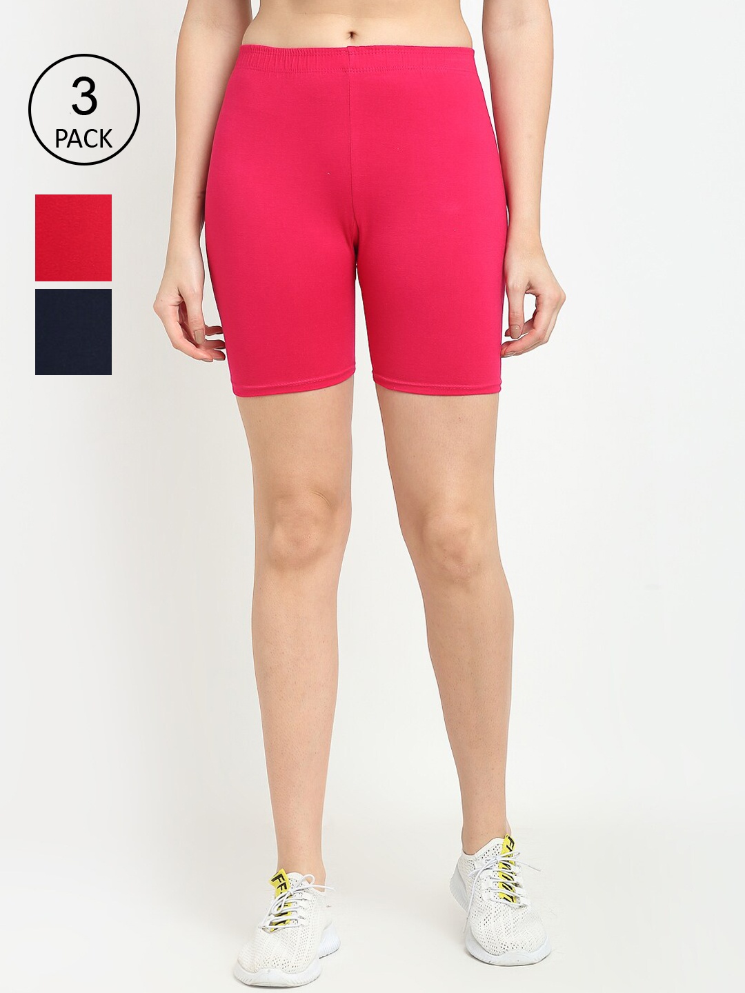 

GRACIT Pack Of 3 Women Cycling Sports Shorts, Red