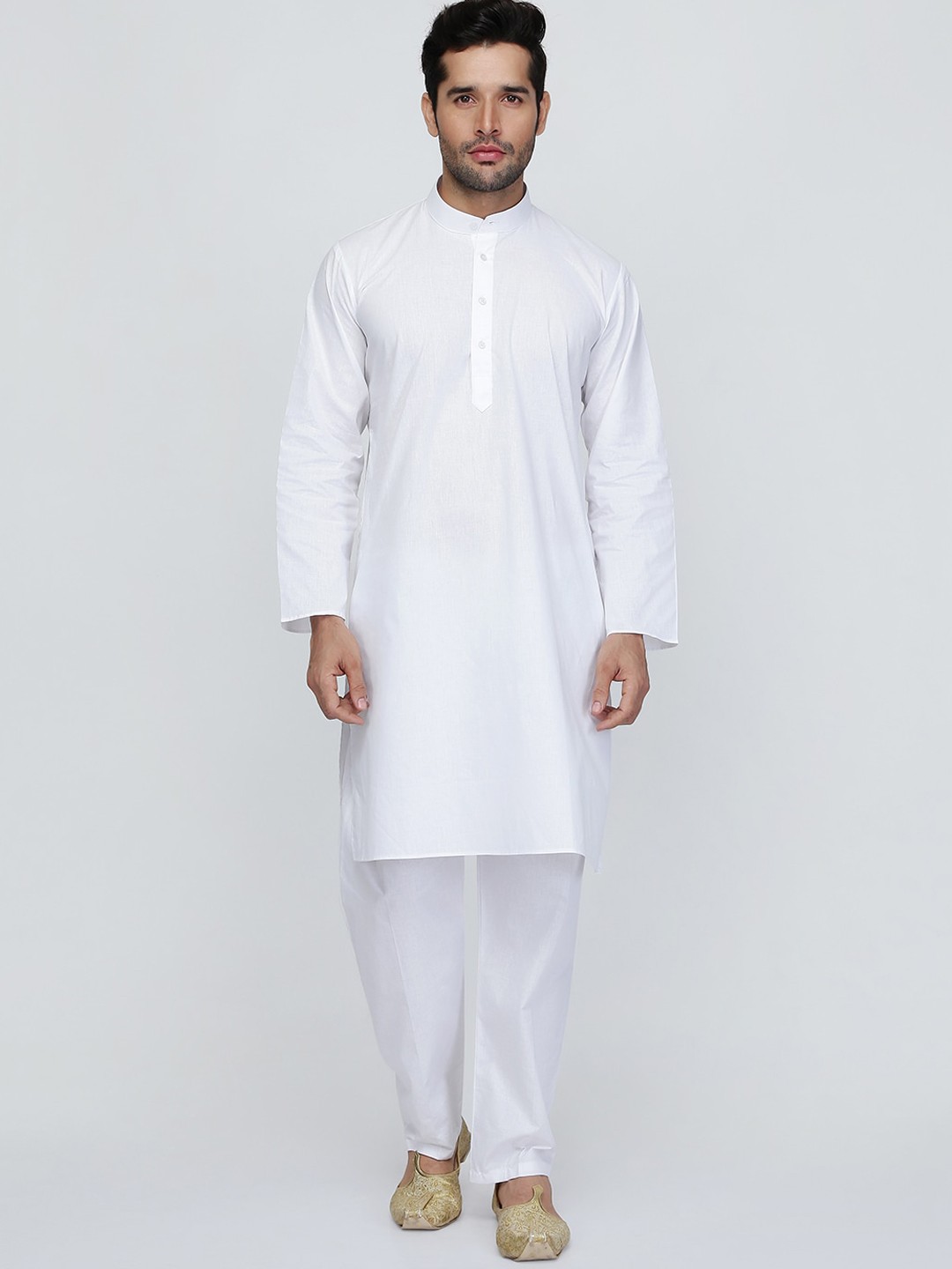 

ROYAL KURTA Men White Solid Pure Cotton Kurta with Pyjama